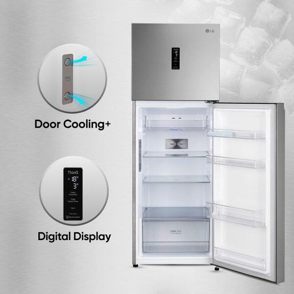 LG 343L 3 Star Double Door Refrigerator (GL-T382TPZX, Shiny Steel)
