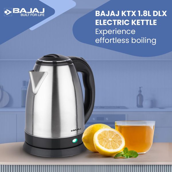 Bajaj 1.8 Liter Electric Kettle, Ktx 1.8L Dlx, Black