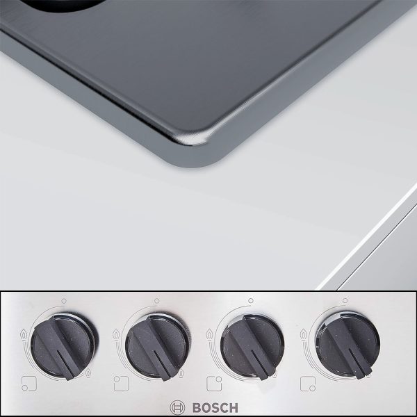 Bosch 4 Burner Hob with Stainless Steel Design, Tilt and Stay for easy cleaning of Cooktop, Silver, PGH6B5B60i