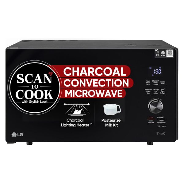 LG MJEN286UFW, 28 Litre Charcoal Convection Microwave with Glass Touch & Dial and Wi-Fi, Black