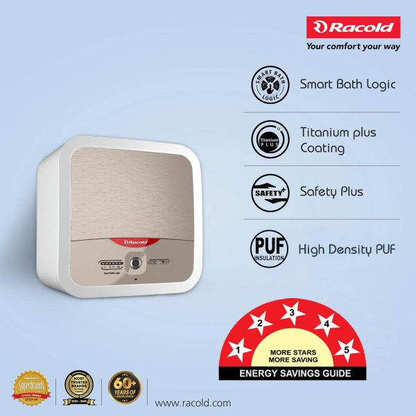 Racold Omnis Lux, 10 Litre Storage Water Heater with 5 Star Rating, Smart Control Tech and Auto Diagnostics, White