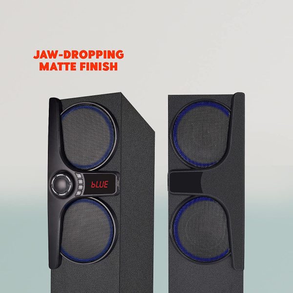 Akai TS-160, 160 Watts Wireless Bluetooth Dual Tower Speaker with Wireless Mic, Black