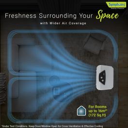 Symphony 27 Liter Personal Air Cooler with Honeycomb Pad and Powerful Fan, Grey, HIFLO 27