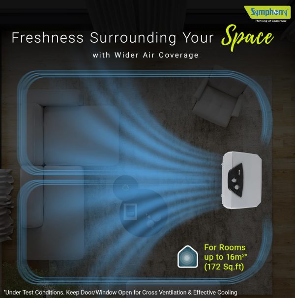 Symphony 27 Liter Personal Air Cooler with Honeycomb Pad and Powerful Fan, Grey, HIFLO 27