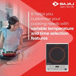 Bajaj 1900 Watt Induction Cooktop with Pan Sensor, Voltage Pro Technology and 8 Pre Set Menus, Black, MAJESTY ICX PEARL