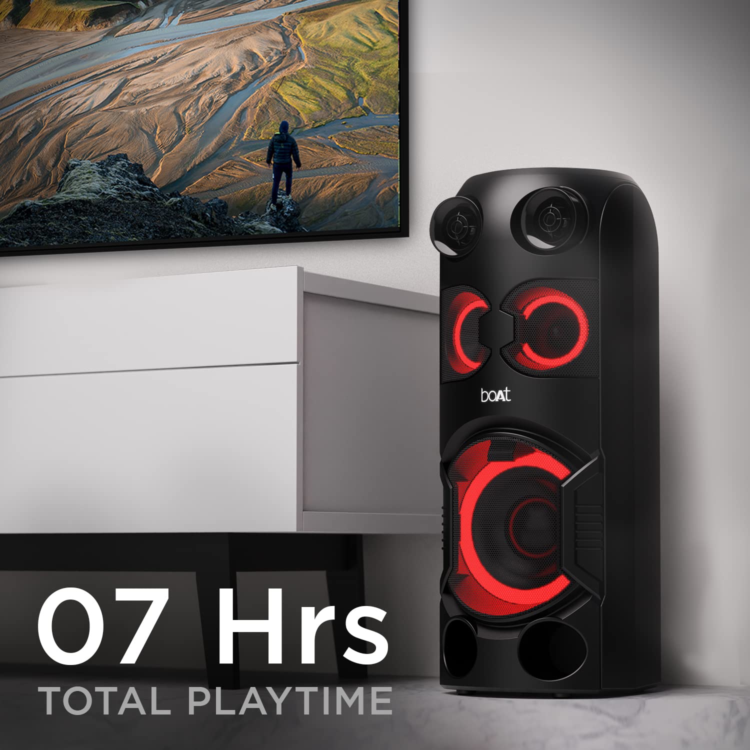 boAt 70Watts Party Speaker with 7 Hours of Battery Backup, Black, Partypal 208 boAt 70Watts Party Speaker with 7 Hours of Battery Backup, Black, Partypal 208