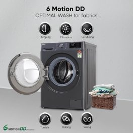 LG FHV1207Z2M, 7 KG 1200 RPM Front Load with AI 6 Motion Direct Drive and Steam, Black