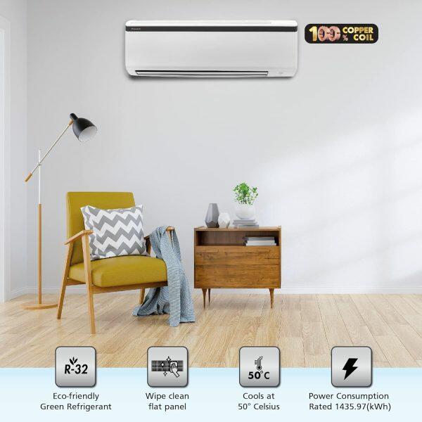 Daikin FTE60UV 1.8 Ton 1 Star Fixed Speed Split AC with 16 Meters Air Throw, White