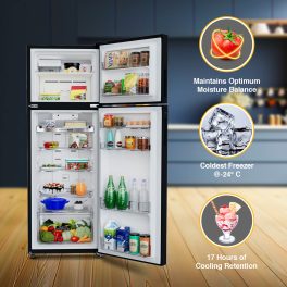 Whirlpool IF INV ELT 305GD, 259 Litre 2 Star Double Door Intellisense Inverter Technology and 17 Hours Cooling Retention, Crystal Black