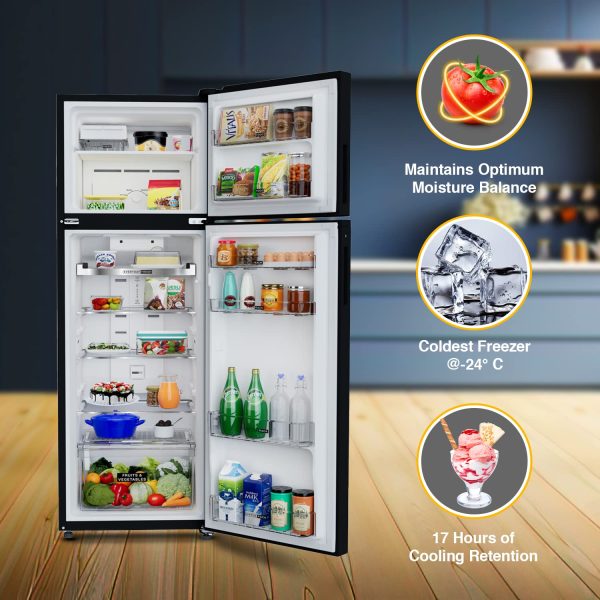 Whirlpool IF INV ELT 305GD, 259 Litre 2 Star Double Door Intellisense Inverter Technology and 17 Hours Cooling Retention, Crystal Black