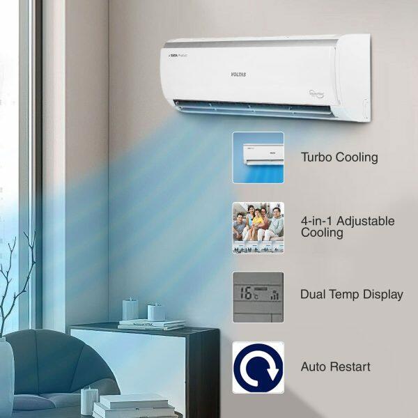 Voltas 125V Vectra Elite 1 Ton 5 Star Inverter Split AC with 4-in-1 Convertible, White