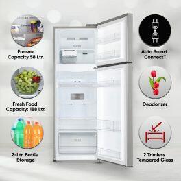 LG 246L 3Star Double Door Refrigerator (GL-S262SPZX, Shiny Steel)