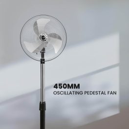 Crompton Storm 2 Pedestal Fan, 18 Inch Powerful Wall Fan with 100 CMM, 1400 RPM High Speed Delivery and 3 Speed Settings, Black
