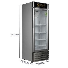 Elanpro 300 Litre Single Door Visi Cooler with LED Lighting and Adjustable Shelves, White, ECG305
