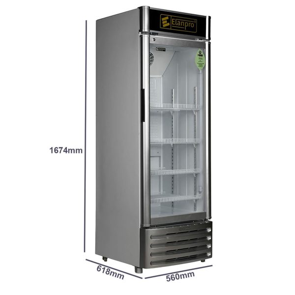 Elanpro 300 Litre Single Door Visi Cooler with LED Lighting and Adjustable Shelves, White, ECG305
