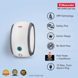 Racold Altroi+, 5 Star 6 Litre 6.5 Pressure Bar 3000 W Instant Water Heater with Smart LED ring, Installation Pipe and Electric Plug, White