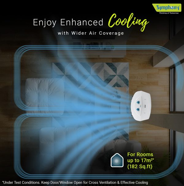 Symphony 31 Liter Personal Air Cooler with Honeycomb Pad & Blower, White, HICOOL 31T