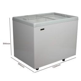 Elanpro 400 Litre Double Door Glass Top Deep Freezer with Toughened Glass, Grey, EKG405