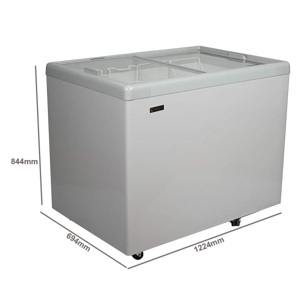 Elanpro 400 Litre Double Door Glass Top Deep Freezer with Toughened Glass, Grey, EKG405