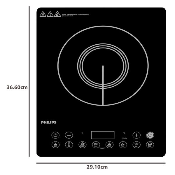 PHILIPS HD4929/01, 2100 Watts Induction Cook-top with 8 Power Levels, Black