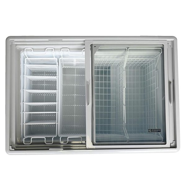 Elanpro 400 Litre Double Door Glass Top Deep Freezer with Toughened Glass, Grey, EKG405