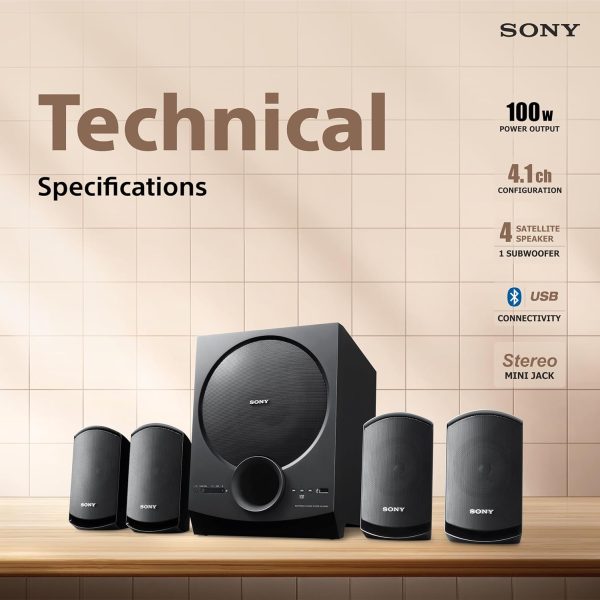 Sony 80 Watts, 4.1 Channel Home Theatre, Black, SA-D40