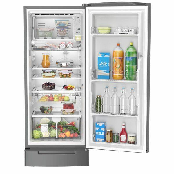 Whirlpool 260 Impro Roy Inv, 236 Litre 3 Star Single Door Refrigerator with Inverter Compressor, Base Drawer, 4-in-1 Cooling Modes and 1 Hour Icing Technology, Alpha Steel