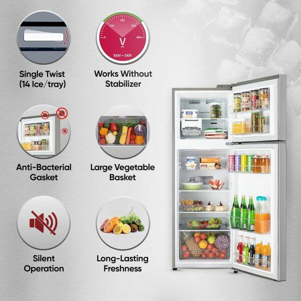 LG 246L 3Star Double Door Refrigerator (GL-S262SPZX, Shiny Steel)