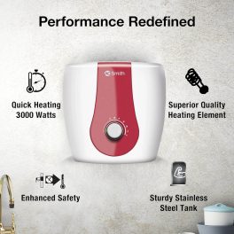 AO Smith Xpress, 6 Litre 5 Star Vertical Storage Geyser with Adjustable Thermostat Knob, White