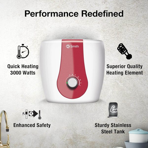 AO Smith Xpress, 10 Litre 5 Star Vertical Storage Geyser with Adjustable Thermostat Knob, White
