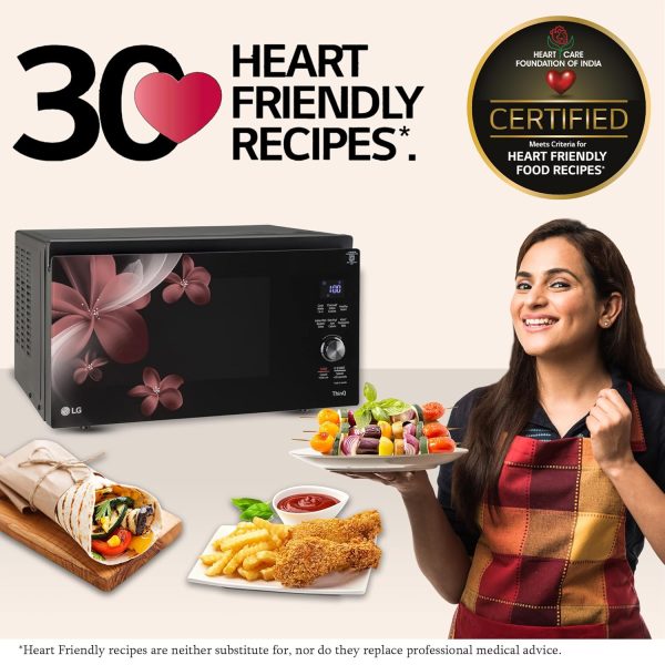 LG MJEN326PKW, 32 Litre Charcoal Convection Microwave with 360 Degree Motorised Rotisserie and Wi-Fi, Black