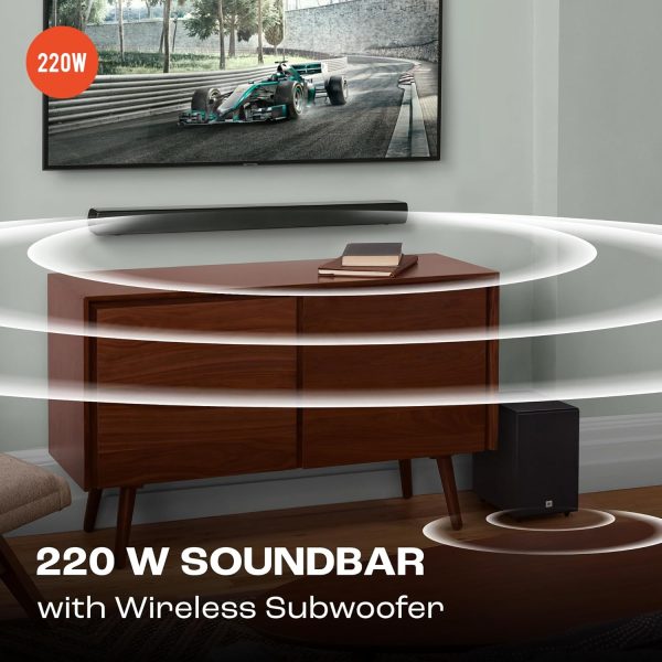 JBL 220 Watt Dolby Digital Soundbar with 2.1 Channel Wireless Subwoofer for Extre Deep Bass, Black, SB170