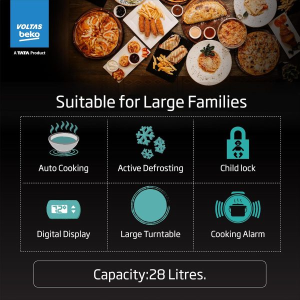 Voltas Beko 28 Litre Convection with Jog Dial, Push Button and Digital Display, Black, MC28D