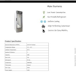 Elanpro 200 Litre Single Door Visi Cooler with LED Lighting and Adjustable Shelves, White, ECG205