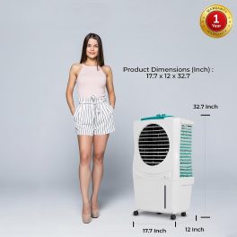 Symphony 27 Liter Personal Air Cooler with Honeycomb Pad, White, ICECUBE 27