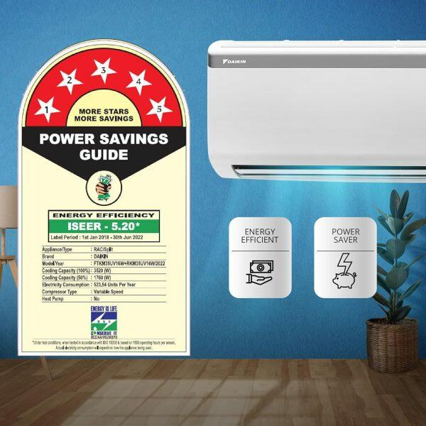 Daikin FTKM50UV 1.5 Ton 5 Star Inverter Split AC with 16 Meters Air Throw PM 2.5 Filter, White