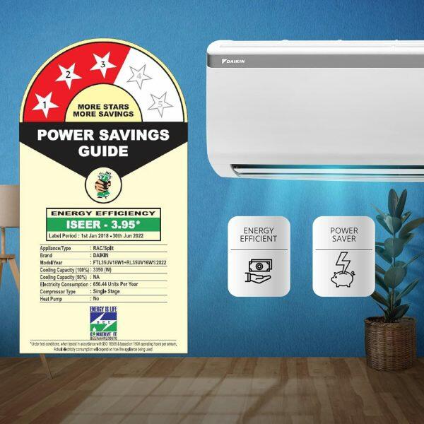 Daikin FTL35UV 1 Ton 3 Star Fixed Speed Split AC with 2.5 PM Filter 2 Way Swing, White