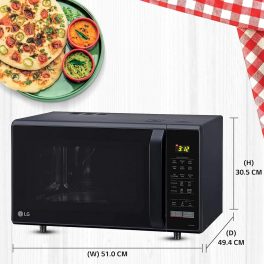 LG MC2846BG, 28 Litre Convection Microwave Oven with Stainless Steel Cavity, Black