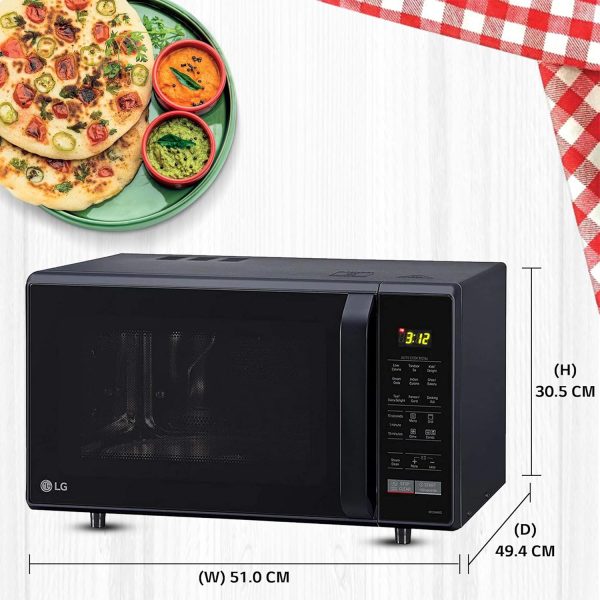 LG MC2846BG, 28 Litre Convection Microwave Oven with Stainless Steel Cavity, Black