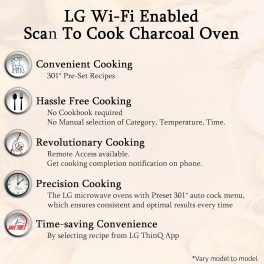 LG MJEN286UFW, 28 Litre Charcoal Convection Microwave with Glass Touch & Dial and Wi-Fi, Black