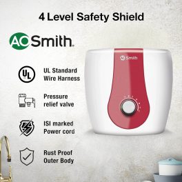 AO Smith Xpress, 10 Litre 5 Star Vertical Storage Geyser with Adjustable Thermostat Knob, White