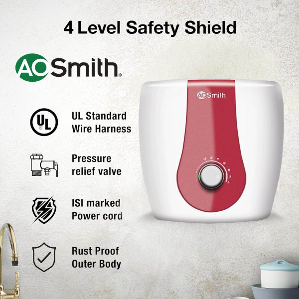 AO Smith Xpress, 10 Litre 5 Star Vertical Storage Geyser with Adjustable Thermostat Knob, White