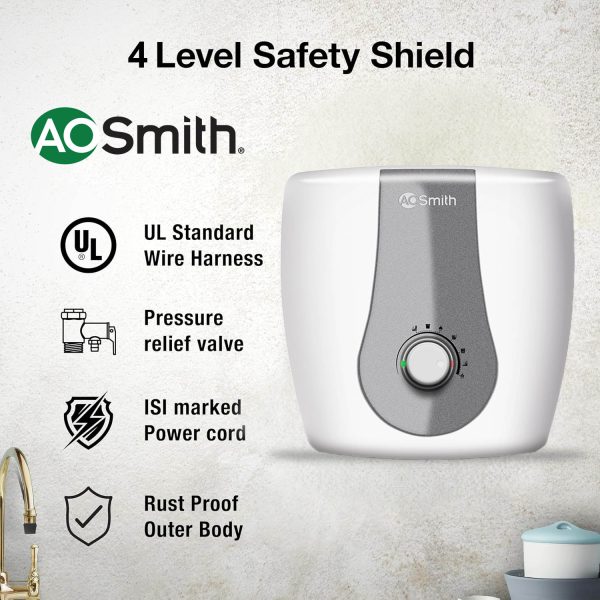 AO Smith Finesse, 15 Litre 5 Star Vertical Storage Geyser with Blue Diamond Technology and Smart Mode, White