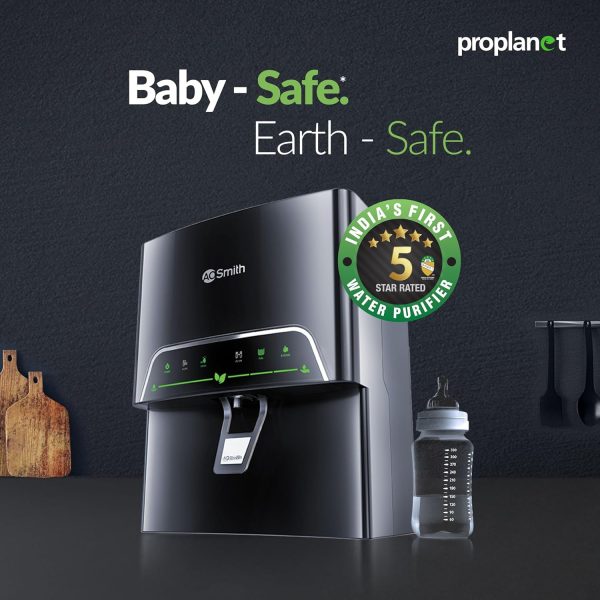 AO Smith ProPlanet P3, RO+SCMT Water Purifier with 8 Stage Purification, Black