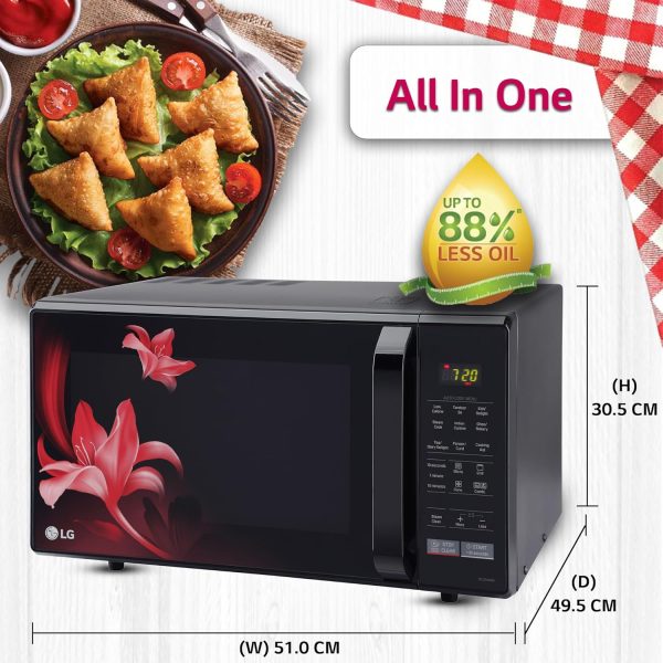 LG MC2846BR, 28 Litre Convection Microwave with Stainless Steel Cavity with 51 Auto Cook Menu, Black