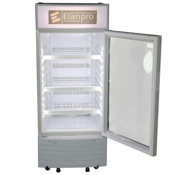 Elanpro 200 Litre Single Door Visi Cooler with LED Lighting and Adjustable Shelves, White, ECG205