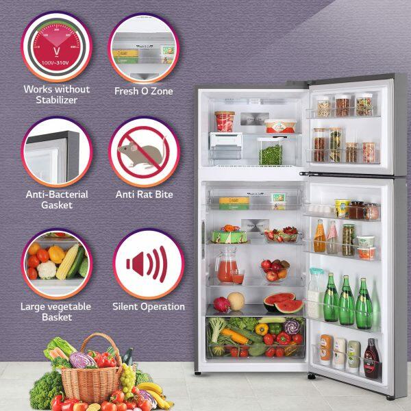 LG 380L Double Door Refrigerator (GL-T412VPZX, Shiny Steel)