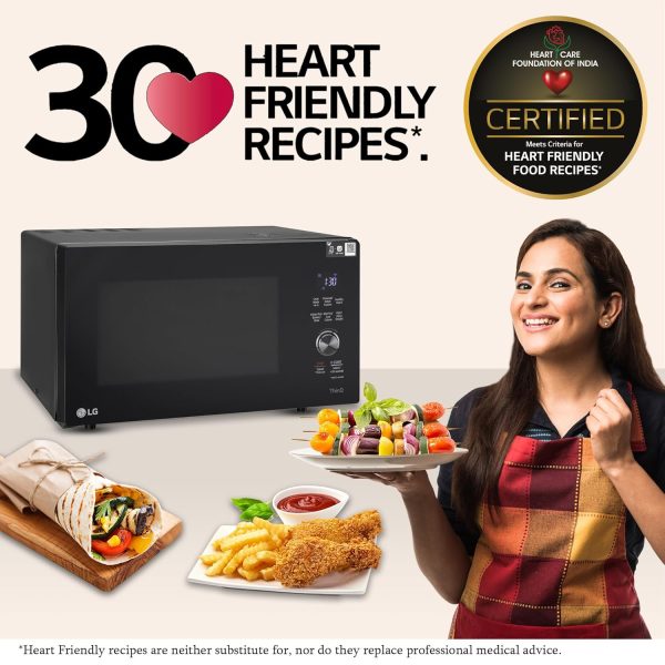 LG MJEN286UFW, 28 Litre Charcoal Convection Microwave with Glass Touch & Dial and Wi-Fi, Black