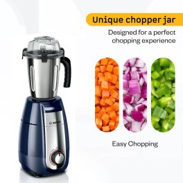 Bosch MGM6642DIN, 750 Watts 4 Jar Mixer Grinder with Stone Pounding Technology, Dark Blue