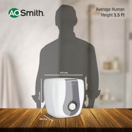 AO Smith Finesse, 15 Litre 5 Star Vertical Storage Geyser with Blue Diamond Technology and Smart Mode, White